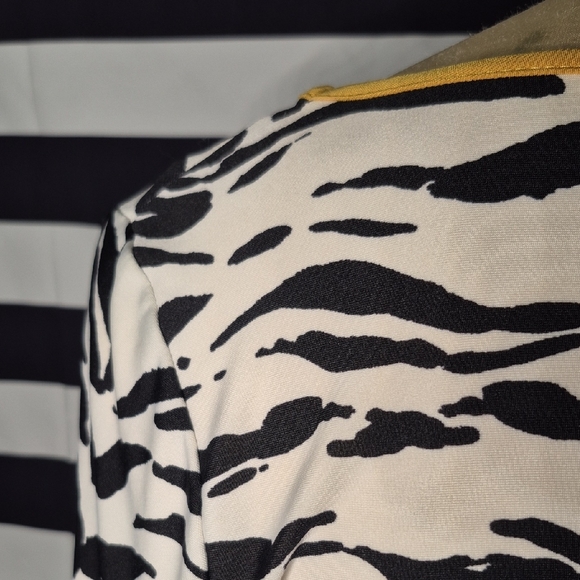 Coco Bianco Black and White Zebra Print Blouse with Yellow Trim - Picture 5 of 8
